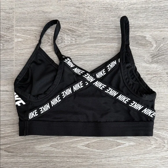 Nike Women's Black Sports Bra with White Accents - Picture 2 of 5